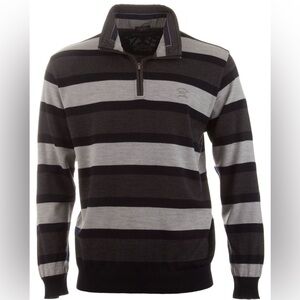 Vintage Paul and Shark yachting wool Zip-Up Striped Sweater - Navy and Brown XL